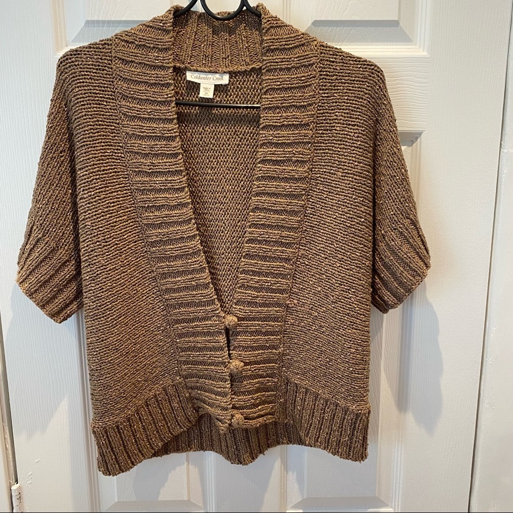 NWOT Coldwater Creek sweater shrug tobacco color with golden flecks SZ M 10-12. - Picture 9 of 12